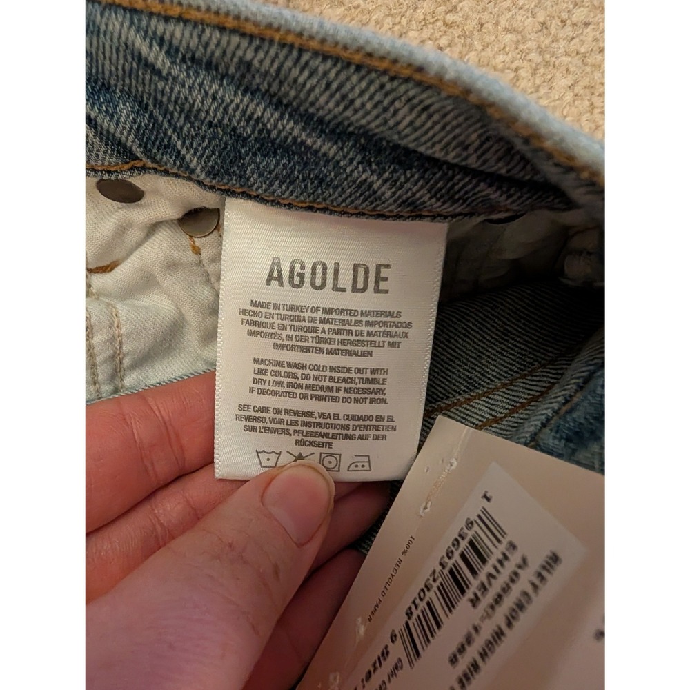 AGOLDE NWT Riley High Rise Straight Crop Jeans Shiver Wash Blue- Size 23 - Picture 6 of 8